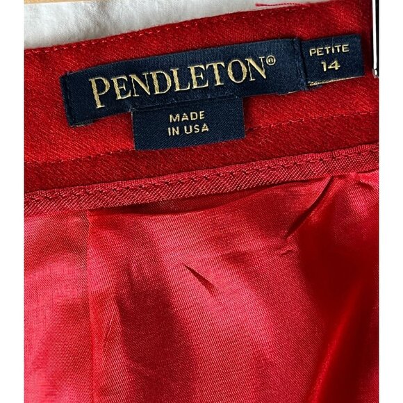 Pendleton Red Wool Midi Skirt, Lined, Back pockets, Back Slit ,Women's 14 Petite - Picture 5 of 5